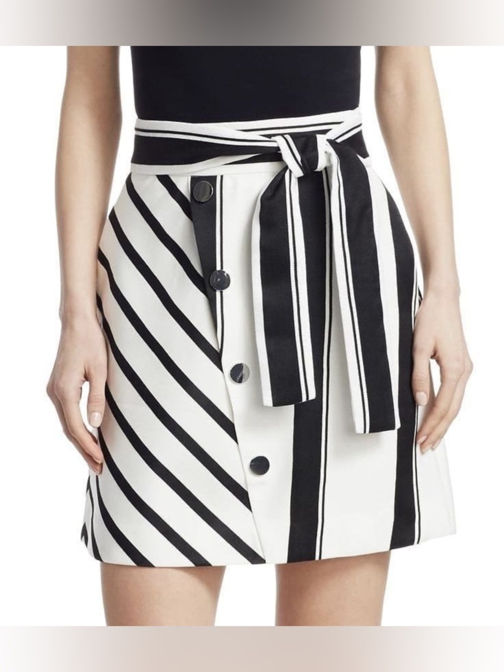 Maje black and white striped skirt